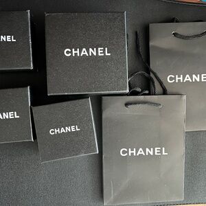 4 Chanel Jewelry Boxes with 2 Small Shopping Bags